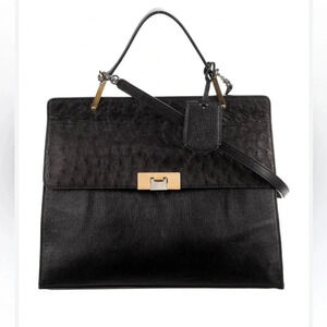 Balenciaga Le Dix Zip Cartable Top Handle Bag Leather and Ostrich Medium
